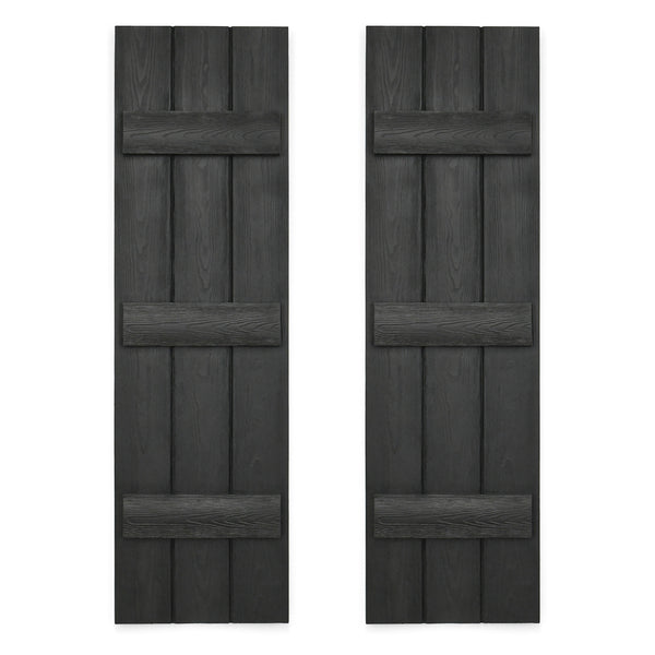 Faux Wood Board and Batten Exterior Shutters - Polyurethane - Set of 2