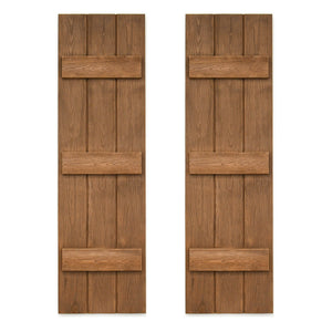 Faux Wood Board and Batten Exterior Shutters - Polyurethane - Set of 2