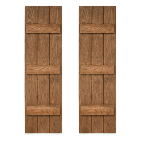 Faux Wood Board and Batten Exterior Shutters - Polyurethane - Set of 2