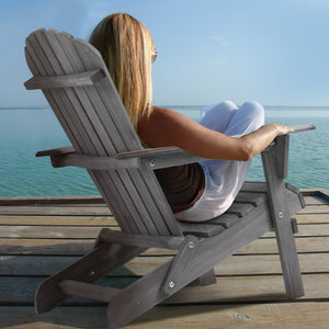 Classic Gray Cedar Wood Lounge Patio Chair Set of 2 - in use