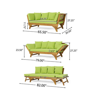 Outdoor Acacia Wood Expandable Daybed With Cushions - view 13