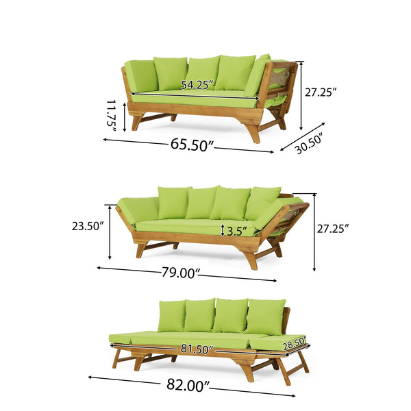 Outdoor Acacia Wood Expandable Daybed With Cushions - view 13