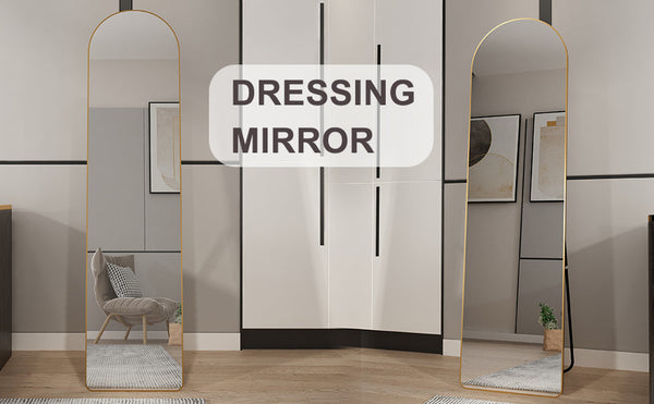 The 4th Generation Floor Mounted Full Length Mirror with Gold Frame - product view