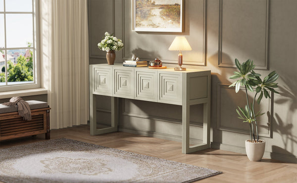 Geometric Carved Console Table with 3 Soft-Close Drawers - view 19