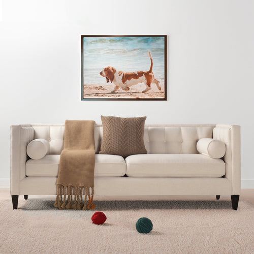 Jack 84' Modern Tuxedo Tufted Sofa, Sky Neutral Beige Polyester - front view