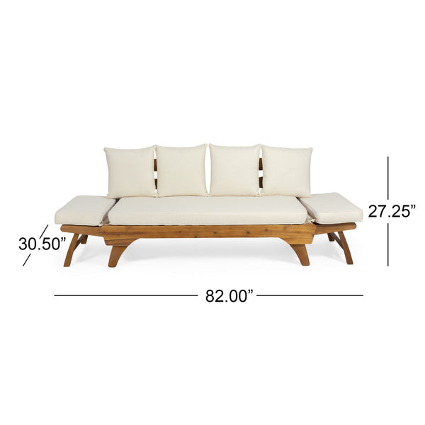 Outdoor Acacia Wood Expandable Daybed With Cushions - view 14