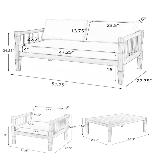 4-Piece Patio Furniture Set with Coffee Table and Cushions - lifestyle photo