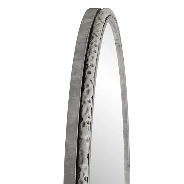Arched Silver Wall Mirror with Tempered Glass Metal Frame - in use
