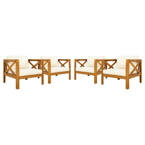 Patio Conversation Set with Foldable Acacia Wood Side Table and Cushions - view 11