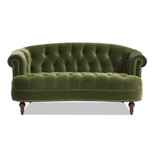 La Rosa Victorian Chesterfield Loveseat, Olive Green Performance Velvet - lifestyle photo
