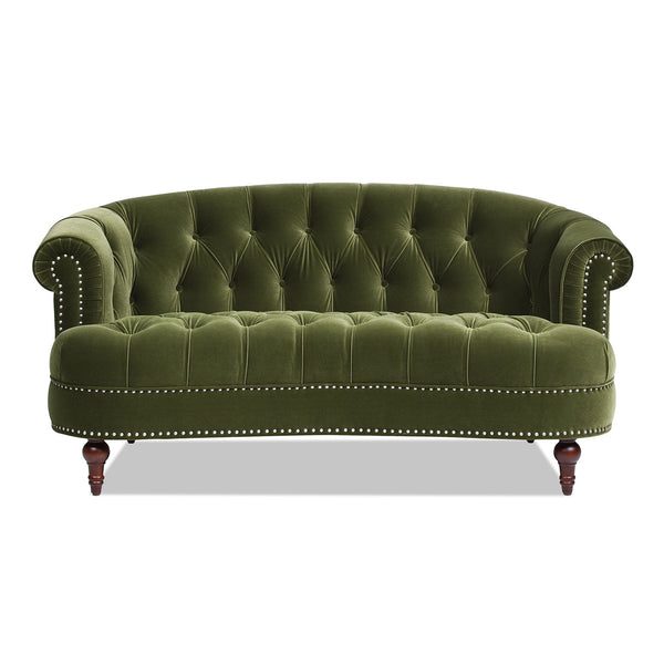 La Rosa Victorian Chesterfield Loveseat, Olive Green Performance Velvet - lifestyle photo