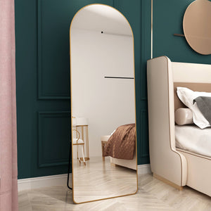 The 4th Generation Floor Mounted Full Length Mirror with Gold Frame - front view