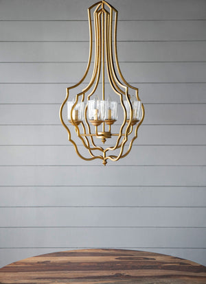4 Light Metal Chandelier with Adjustable Chain - Gold - dimensions