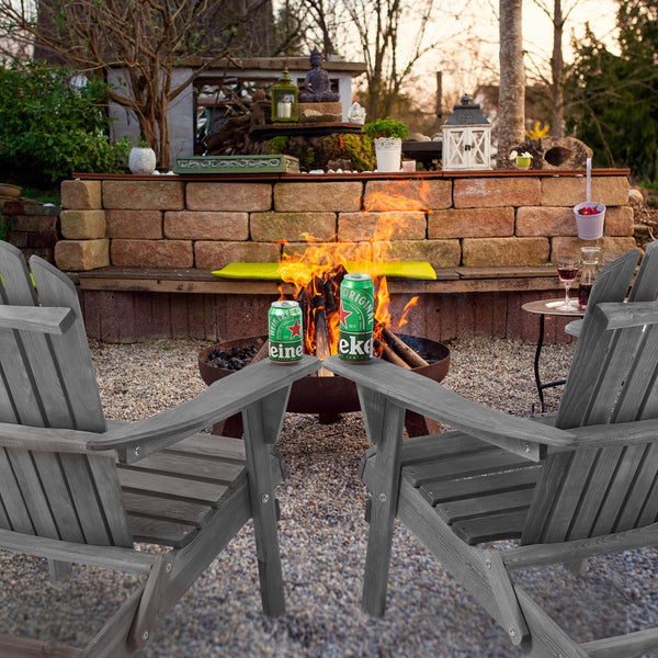 Classic Gray Cedar Wood Lounge Patio Chair Set of 2 - alternate view