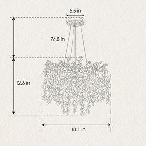 6-Light Chandelier Crystal Ceiling Lamp in Gold - in use