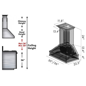 ZLINE 30' Wooden Wall Mount Range Hood in Walnut and Hamilton - Includes Motor 329WH-30 - alternate view