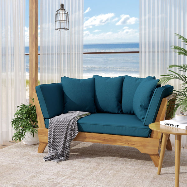 Outdoor Acacia Wood Expandable Daybed With Cushions - view 15