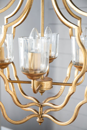 4 Light Metal Chandelier with Adjustable Chain - Gold - alternate view