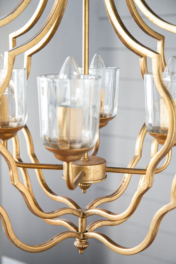 4 Light Metal Chandelier with Adjustable Chain - Gold - alternate view