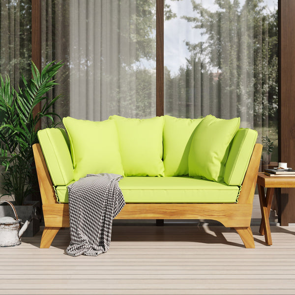Outdoor Acacia Wood Expandable Daybed With Cushions - view 16