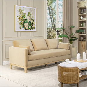 Knox 84' Modern Farmhouse Sofa, Fawn Brown Performance Velvet - front view