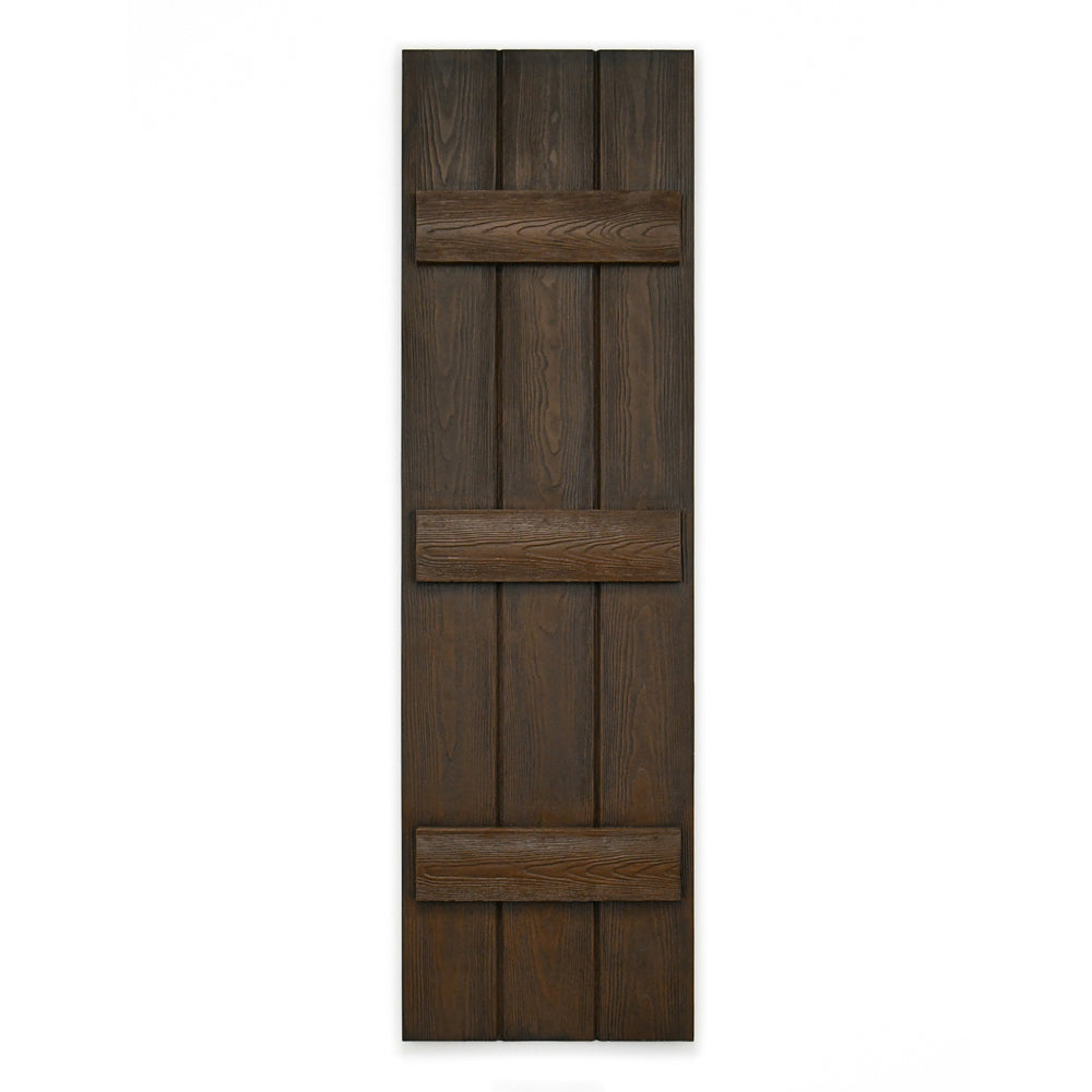Faux Wood Board and Batten Exterior Shutters - Polyurethane - Set of 2