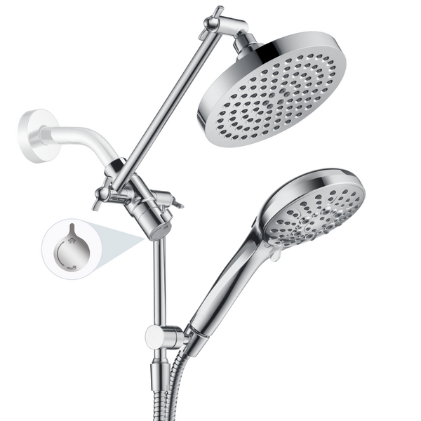 Dual Shower Head with Adjustable Extension Arm, 3-Way Diverter and Hose - view 15
