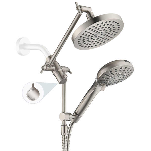 Dual Shower Head with Adjustable Extension Arm, 3-Way Diverter and Hose - view 16