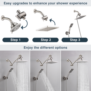 Dual Shower Head-Rain Shower Head with Handheld Shower Set, Diverter - product view