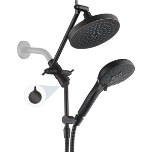 Dual Shower Head with Adjustable Extension Arm, 3-Way Diverter and Hose