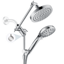 Dual Shower Head with Adjustable Extension Arm, 3-Way Diverter and Hose