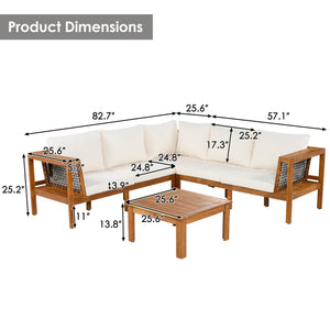 Kennedy 4 Piece Outdoor Acacia Wood Sofa Set with Coffee Table - close-up