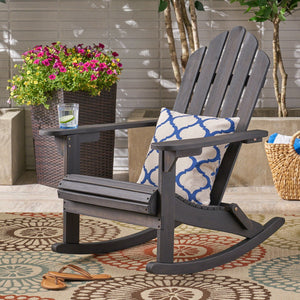 Echoes Outdoor Acacia Wood Adirondack Rocking Chair - front view