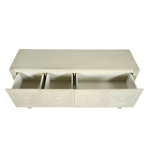 Geometric Carved Console Table with 3 Soft-Close Drawers - view 14