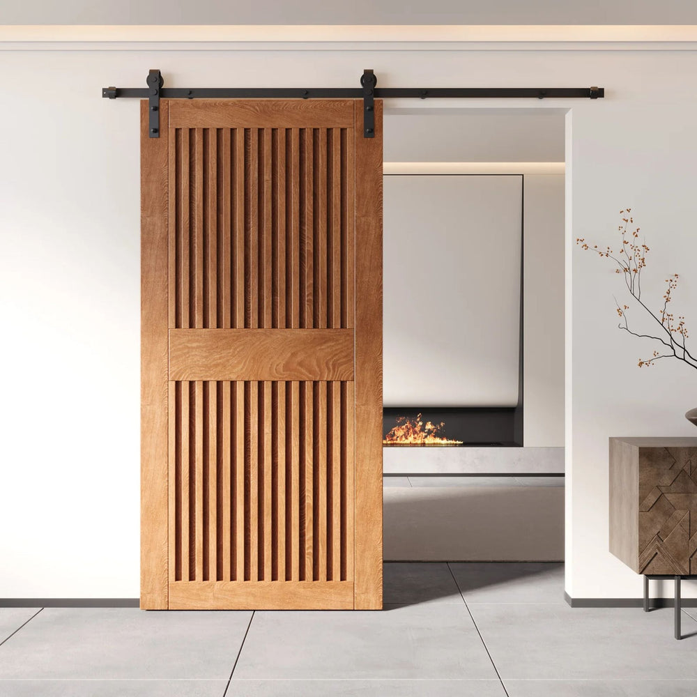 Vertical Slat Barn Door Kit | Black Hardware