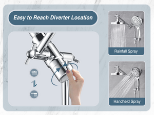 Dual Shower Head with Adjustable Extension Arm, 3-Way Diverter and Hose - in use