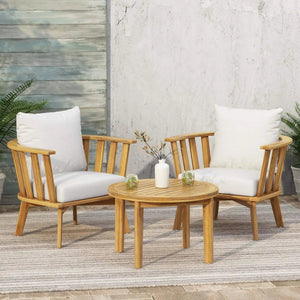 Patio Furniture Set, Outdoor Acacia Wood Patio Club Chair With Table - alternate view