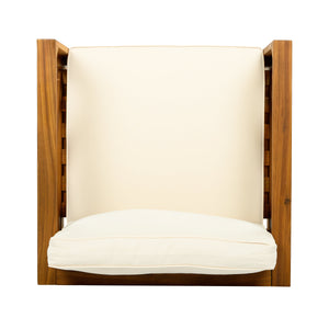 Patio Conversation Set with Foldable Acacia Wood Side Table and Cushions - view 15