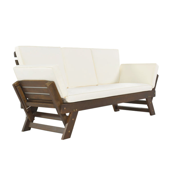 TOPMAX Outdoor Adjustable Patio Wooden Daybed Sofa Chaise Lounge - product view