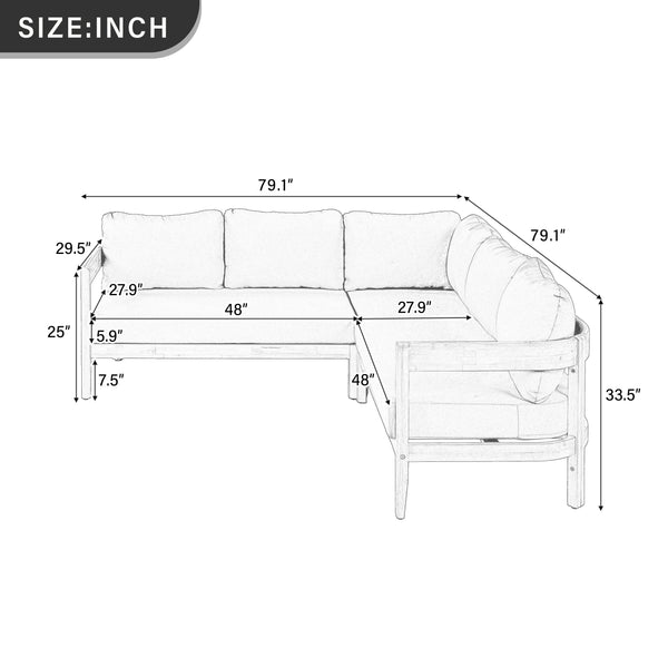 U_Style Acacia Solid Wood Patio Furniture Set - view 19