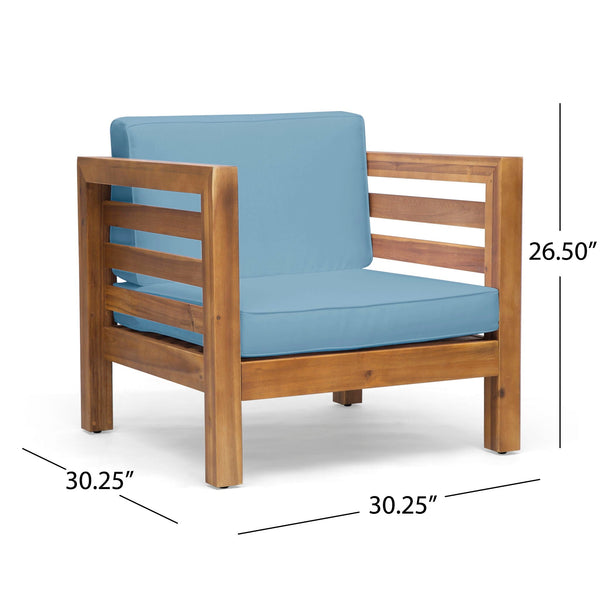 Outdoor Acacia Wood Patio Chair With Fabric Cushion - view 16