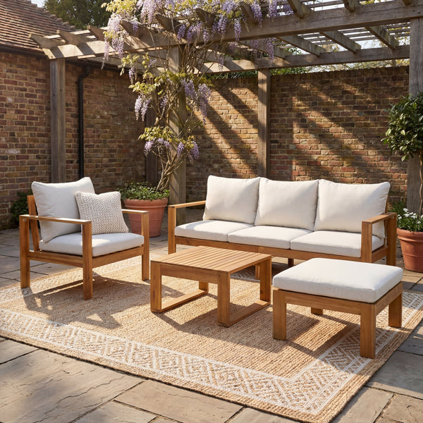 Outdoor 4pcs Acacia Sectional Patio Sofa Set - side view
