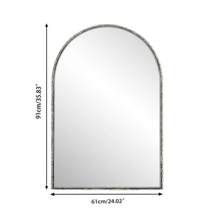 Arched Silver Wall Mirror with Tempered Glass Metal Frame - side view