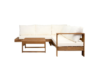 Outdoor 4pc Acacia Wood Sectional Patio Sofa Set - alternate view