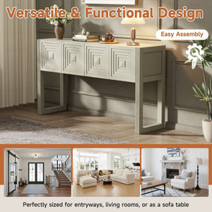 Geometric Carved Console Table with 3 Soft-Close Drawers - close-up