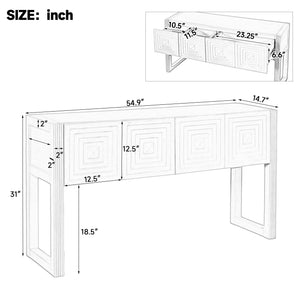 Geometric Carved Console Table with 3 Soft-Close Drawers - lifestyle photo