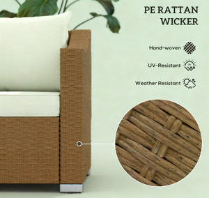 Rattan Wicker Seater Patio Couch with Cushions and Throw Pillows - close-up
