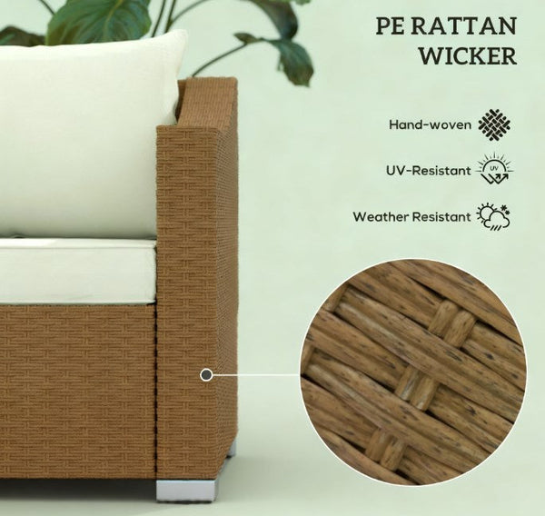 Rattan Wicker Seater Patio Couch with Cushions and Throw Pillows - close-up