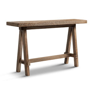 Hawthorne 60'' Solid Reclaimed Elm Trestle Console Table, Heritage Medium-Dark Brown - dimensions