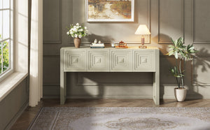 Geometric Carved Console Table with 3 Soft-Close Drawers - view 18